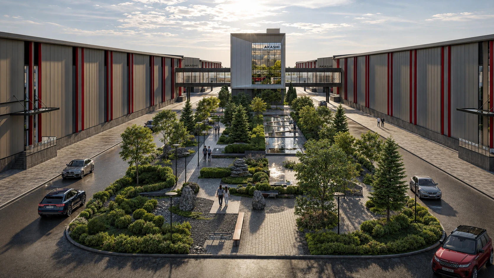 Akashi campus entrance — green corridor